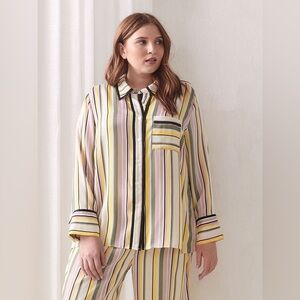 Addition Elle Satin Multicolor Striped Pajama Set | Size 1X/2X